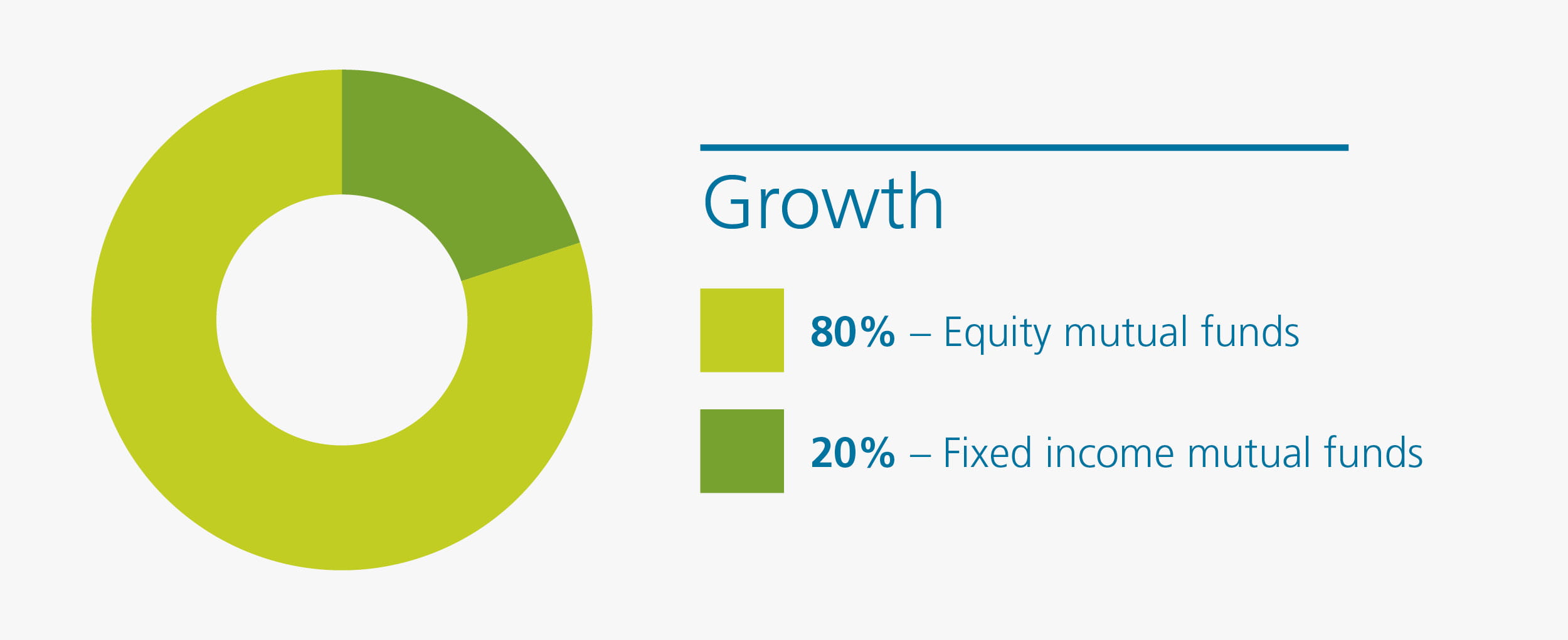 Pie chart showing 80% equity funds and 20% fixed income